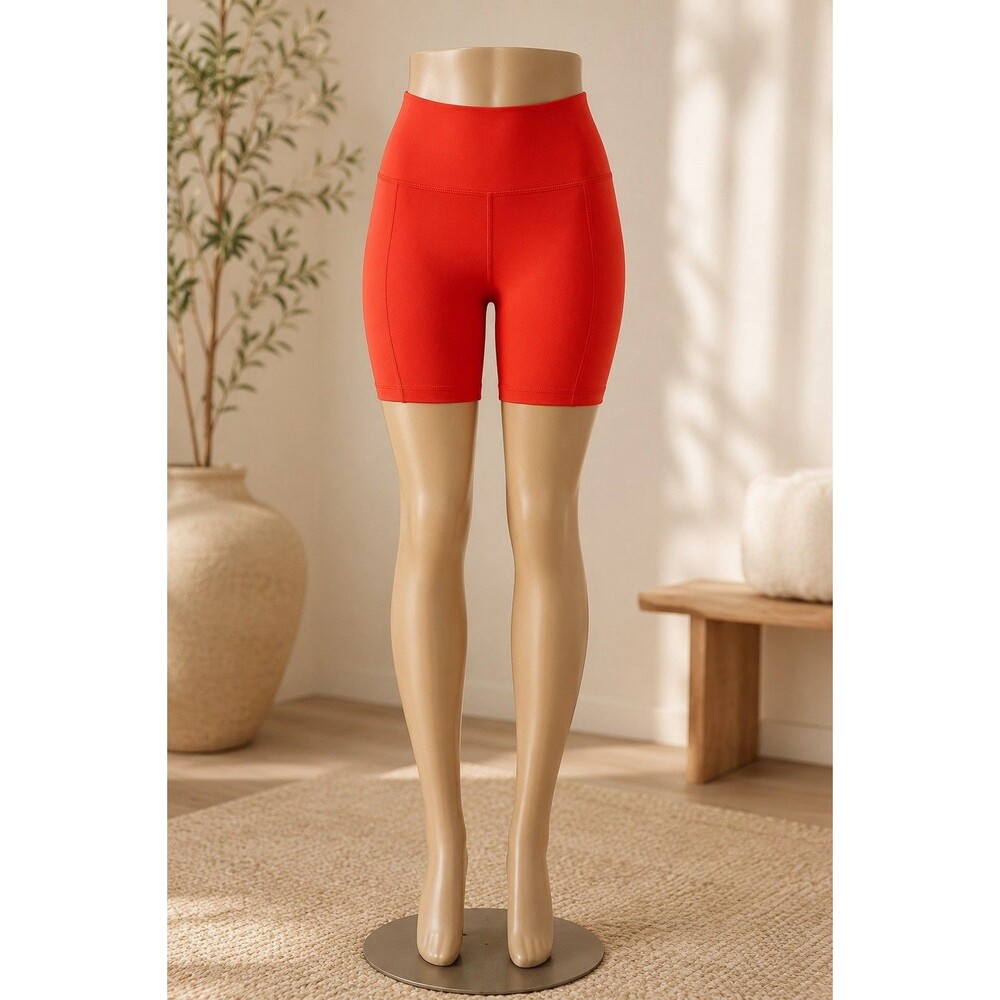 VICI Sport Red Solid Knit Biker Shorts Stretch Activewear Women's Size M